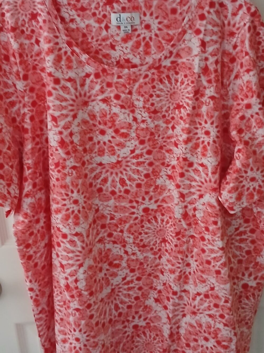 Denim & Co. Perfect Jersey Mosaic Print Short Sleeve Top